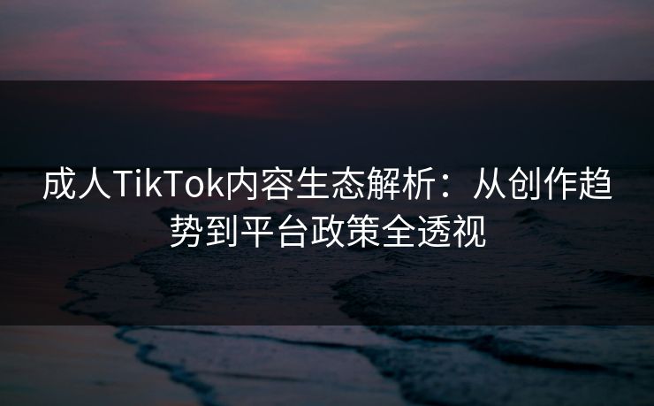 成人TikTok内容生态解析：从创作趋势到平台政策全透视